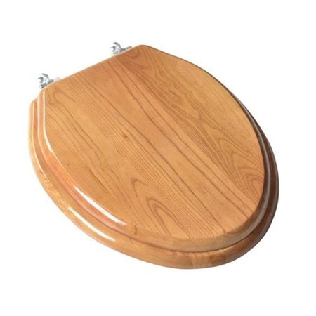Plumbing Technologies Plumbing Technologies 5F1E2-17CH Designer Solid Elongated Oak Wood Toilet Seat with Chrome Hinges; Natural Red Oak 5F1E2-17CH